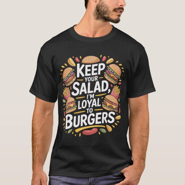 Retro Burger Lover Quote T-Shirt Design for Foodie (Vorderseite)