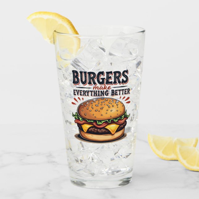 Retro Burger Lover Vintage Typografie Glas (Vorderseite Ice)