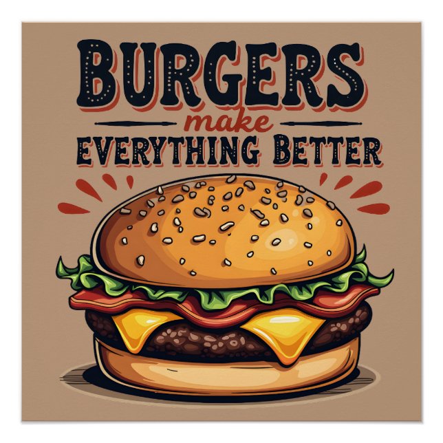 Retro Burger Lover Vintage Typografie Poster (Vorderseite)