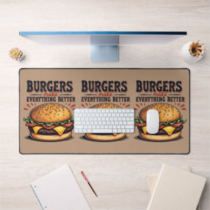 Retro Burger Lover Vintage Typografie Schreibtischunterlage