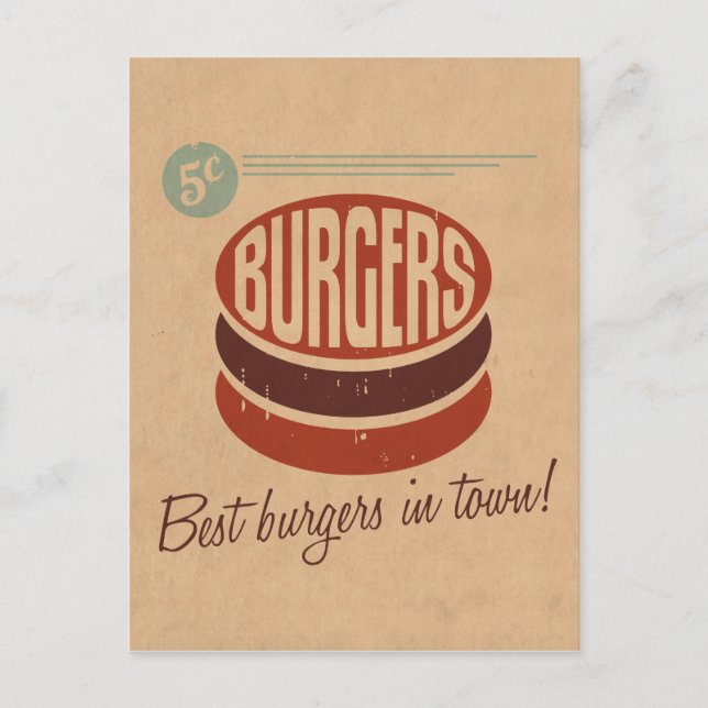 Retro Burger Postkarte (Vorderseite)