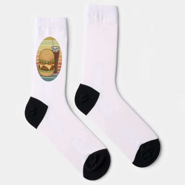Retro-Burger und Cola. Socken (Rechts)