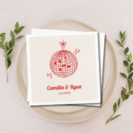 Retro Burgund & Beige Disco Hochzeitsdekor Napkins Serviette