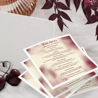Retro Burgundy Elegant Ivory Wedding Fun Facts Serviette