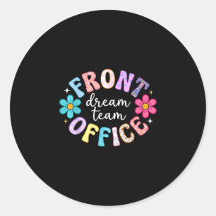 Retro Büro-Team frohen ersten Schultag Runder Aufkleber
