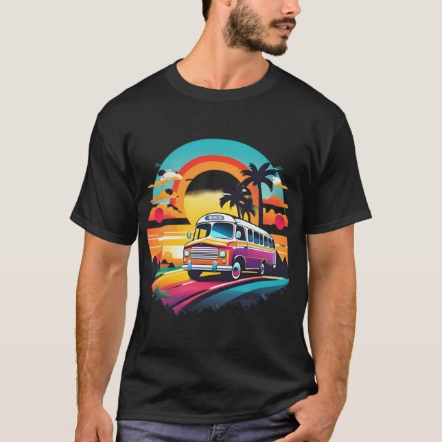 Retro-Bus in Sunrise T-Shirt (Vorderseite)
