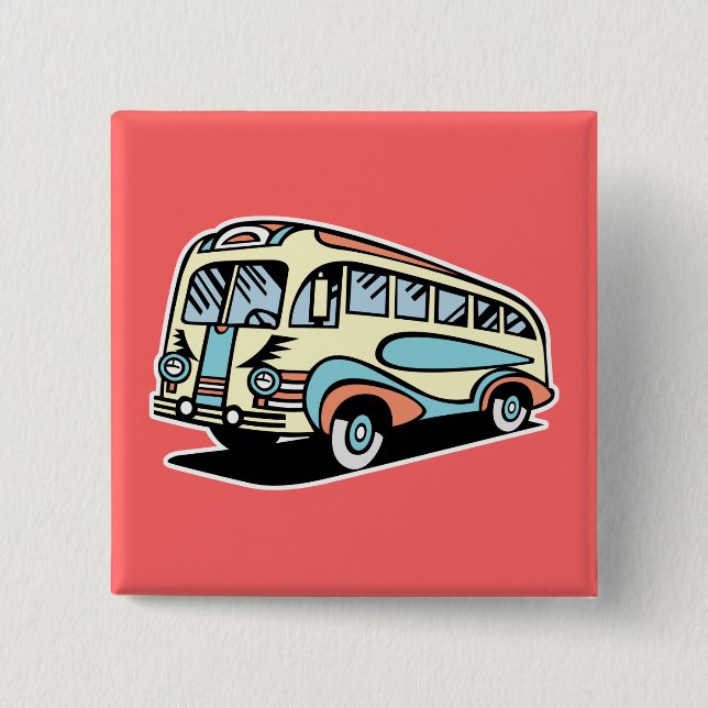 Retro-Bus-Reisebus Button (Vorderseite)