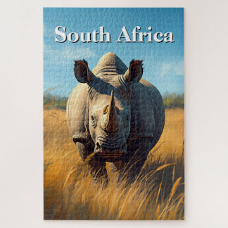 Retro-Buschveld Südafrikanisches Nashorn Puzzle