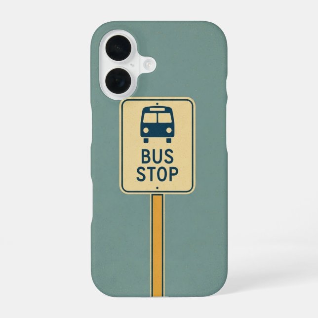 Retro-Bushaltestellenschild iPhone 16 Hülle (Rückseite)