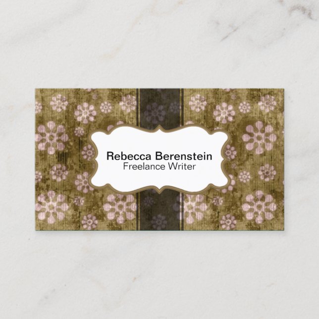 Retro Business Cards Grunge Blume Muster Visitenkarte (Vorderseite)