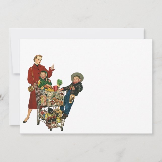 Retro Busy Grocery Kupon Party Leere 12x18 Einladung (Vorderseite)