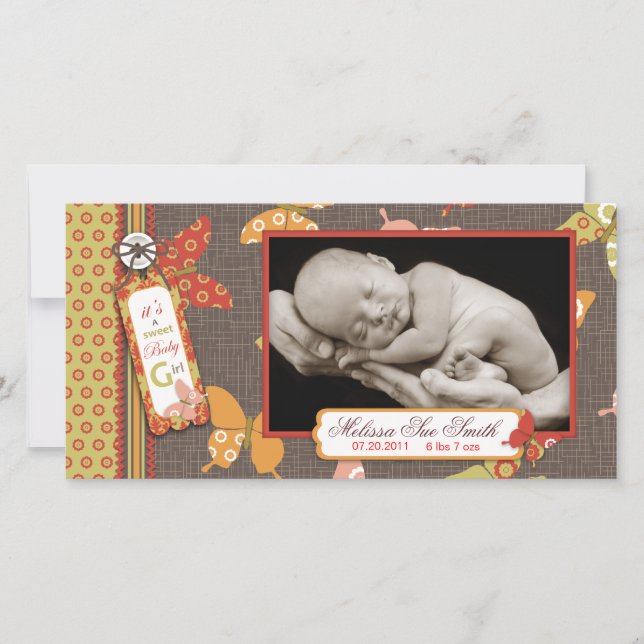 Retro Butterfells Fotokarte Ankündigung (Vorderseite)