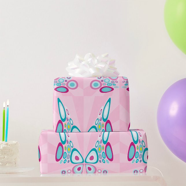 Retro Butterfly Abstrakter Pop Kunst Geschenkpapier (Von Creator hochgeladen)