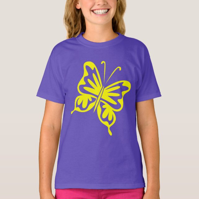Retro Butterfly - Gelb T-Shirt (Vorderseite)