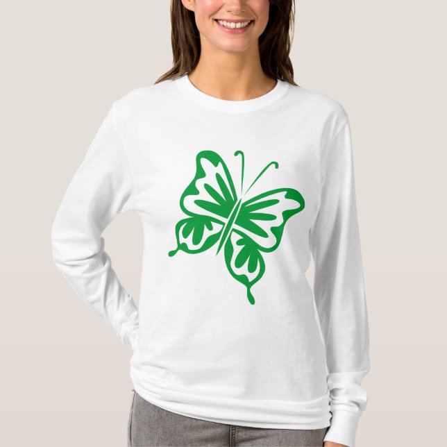 Retro Butterfly - Gras grün T-Shirt (Vorderseite)