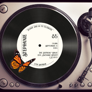 Retro Butterfly Imitate Musik 85. Geburtstag Einladung