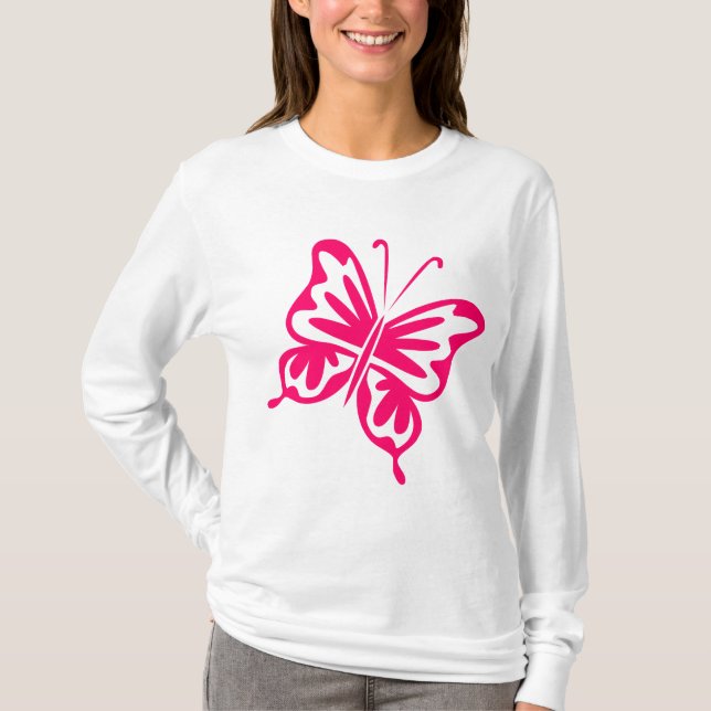 Retro Butterfly - Neon Red T-Shirt (Vorderseite)