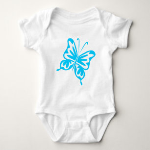 Retro Butterfly - Sky Blue Baby Strampler