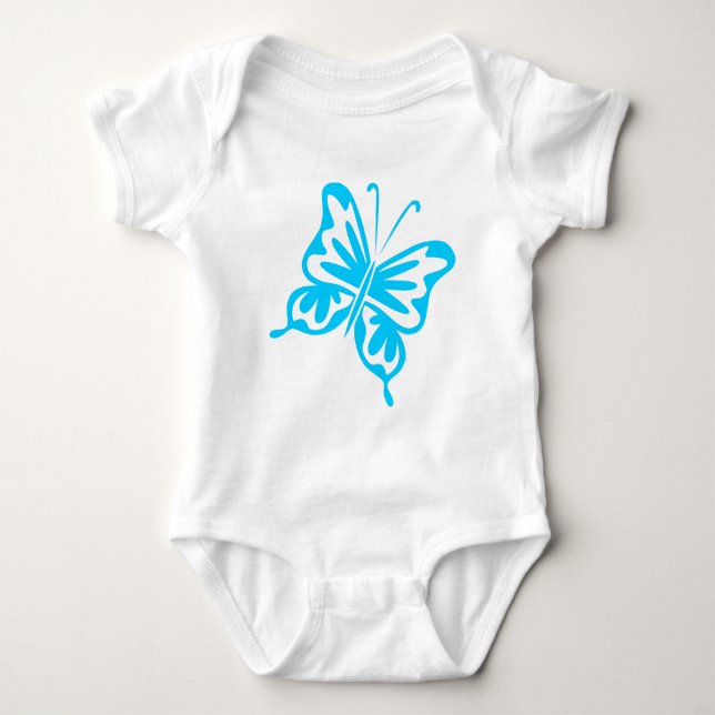 Retro Butterfly - Sky Blue Baby Strampler (Vorderseite)
