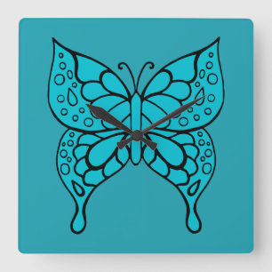 Retro-Butterfly-Wall-Uhr Quadratische Wanduhr