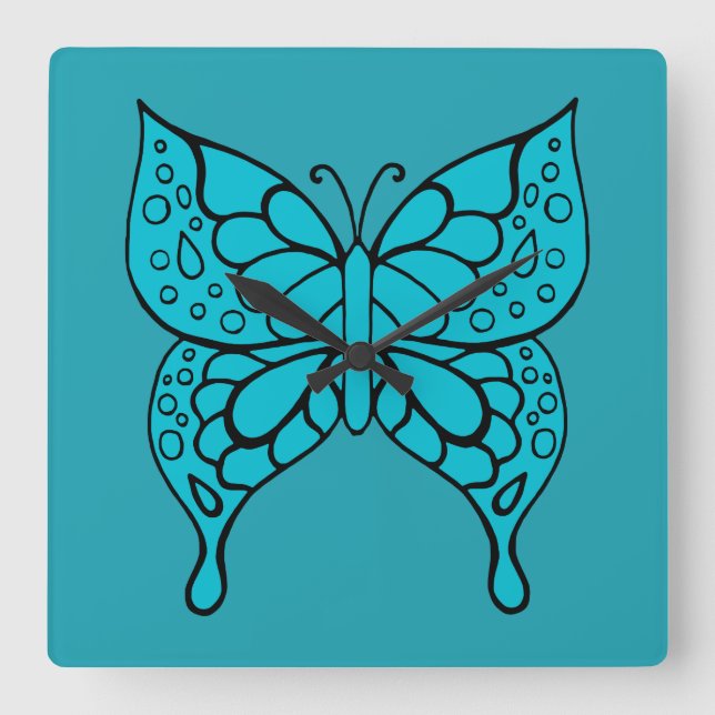 Retro-Butterfly-Wall-Uhr Quadratische Wanduhr (Vorderseite)
