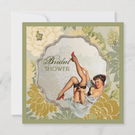 Retro Button auf Mädchen Blumenkohl Brautparty Tee Einladung