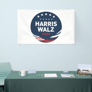 Retro Button Election for Democrats Harris Waltz Banner
