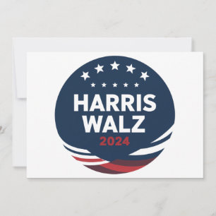 Retro Button Election for Democrats Harris Waltz Einladung