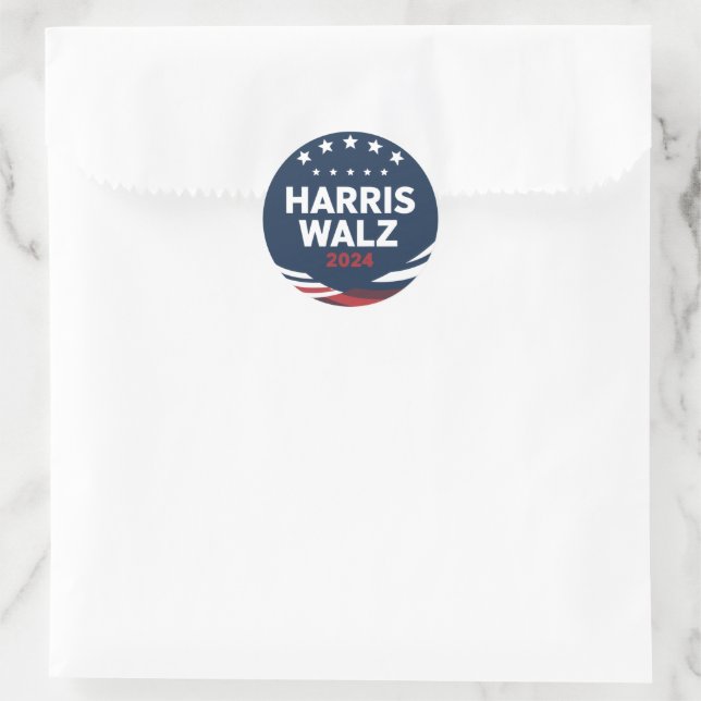 Retro Button Election for Democrats Harris Waltz Runder Aufkleber (Tasche)