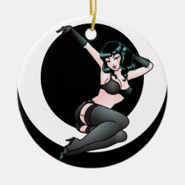 Retro Button herauf Mädchen-Dekorations-50er Keramik Ornament