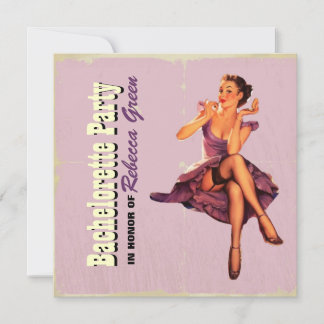 Retro-Button-Rockabilly-Junggeselinnen-Abschied Einladung