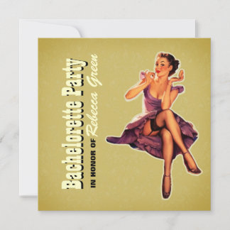 Retro-Button-Rockabilly-Junggeselinnen-Abschied Einladung