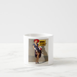 Retro Button-Up Girl Espressotasse