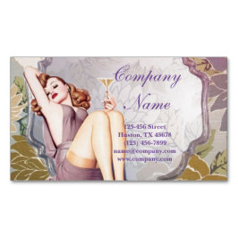 Retro Button up Girl Hair Makeup Artist Cosmetolog Magnetische Visitenkarte