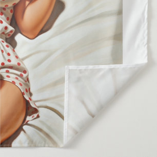 Retro Button-up Girl mit Red Polka Dot PJ's Wandteppich