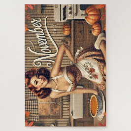 Retro Button-Up Girl Pumpkin Puzzle