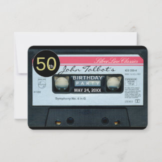 Retro C Audiotape 50. Geburtstagsparty Einladung