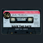 Retro C Audiotape 50. Geburtstagsparty Rett Magnet<br><div class="desc">Altes Tonband (Audio-Kassette Classic aus den Niederlanden) mit schwarzer Markierung für Nummern. Design auf flexiblen Foto-Magneten mit Texten für 50. Geburtstagsparty nach Maß. Sie können Text (Schriftart, Farbe, Größe und Position) ganz einfach ändern, indem Sie auf die Schaltfläche Anpassen klicken. Erhältlich auch in der Ziffernpostkarte. Passend zum Geburtstag Einladung, Geburtstag...</div>