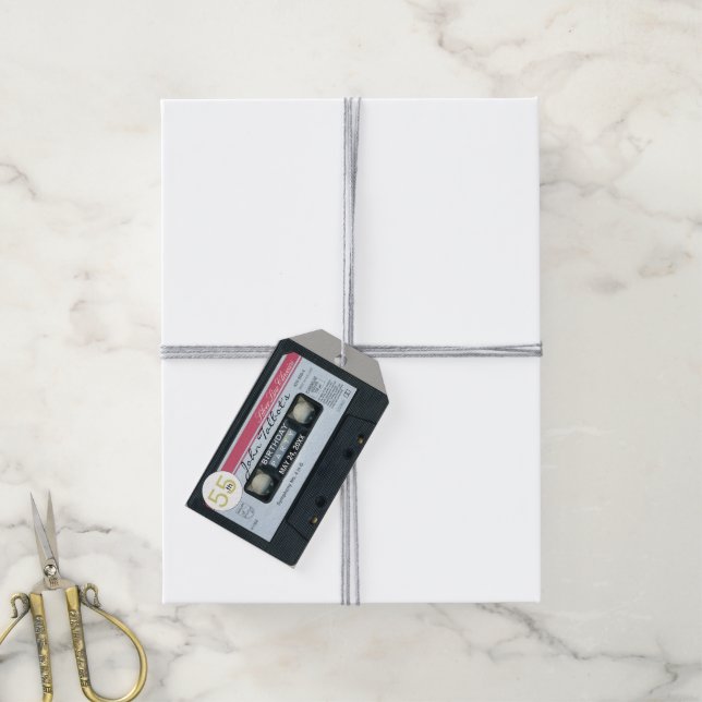 Retro C Audiotape 55. Geburtstag Danke, Geschenkta Geschenkanhänger (Mit Garn)
