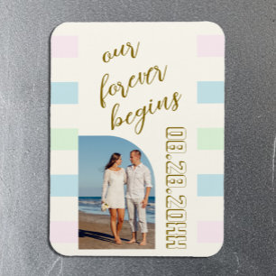 Retro Cabana Stripes Hochzeit Magnet