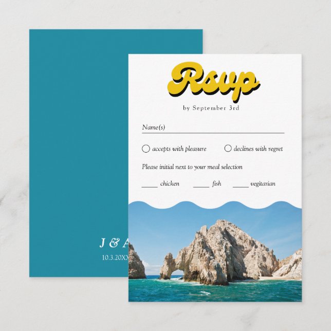 Retro Cabo Hochzeit traditionelle UAWG Option Begleitkarte (Vorne/Hinten)