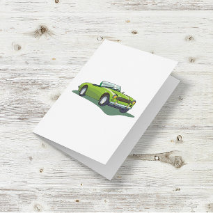 Retro Cabrio Green Car Card Karte