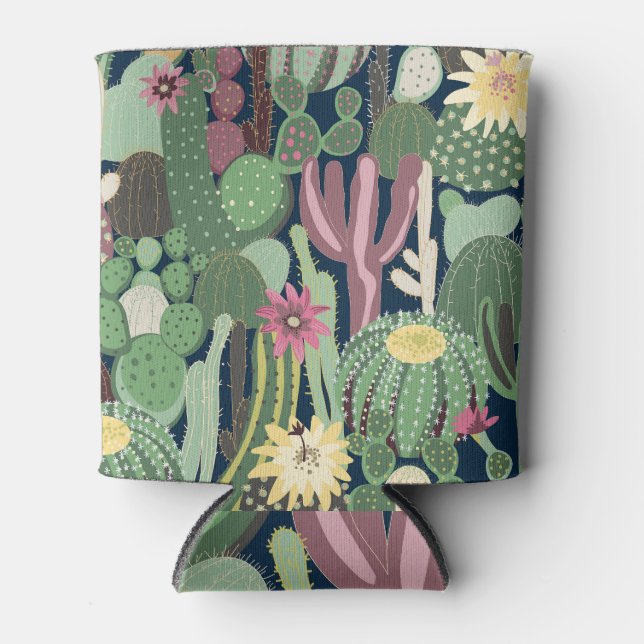 Retro Cactus Design: Nahtlose Textur Dosenkühler (Vorderseite)