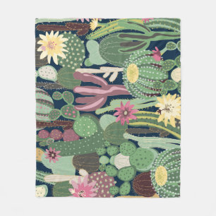 Retro Cactus Design: Nahtlose Textur Fleecedecke