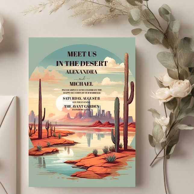 Retro Cactus succulents Wedding Einladung (Von Creator hochgeladen)