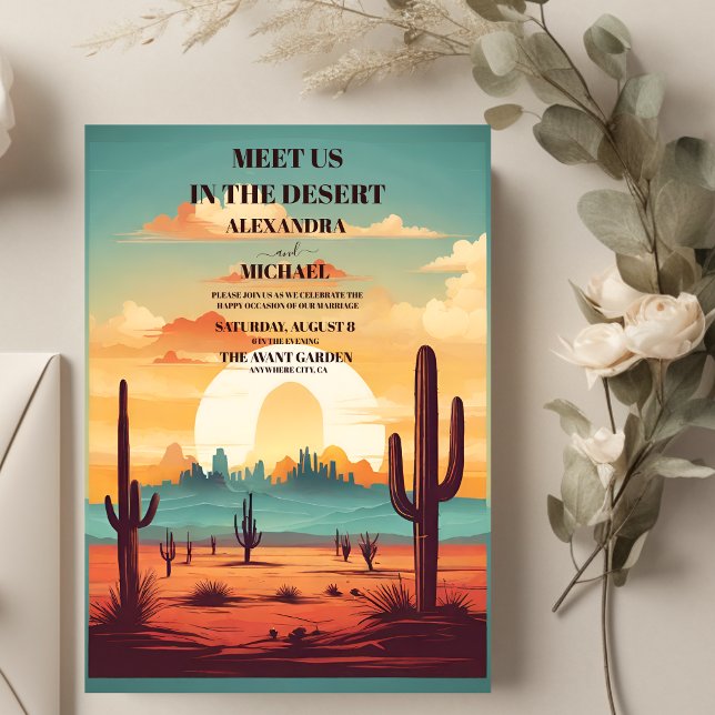 Retro Cactus Wedding Einladung (Von Creator hochgeladen)