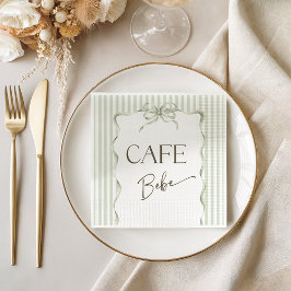 Retro Cafe Bebe Neutral Bow Coffee Baby Shower Serviette