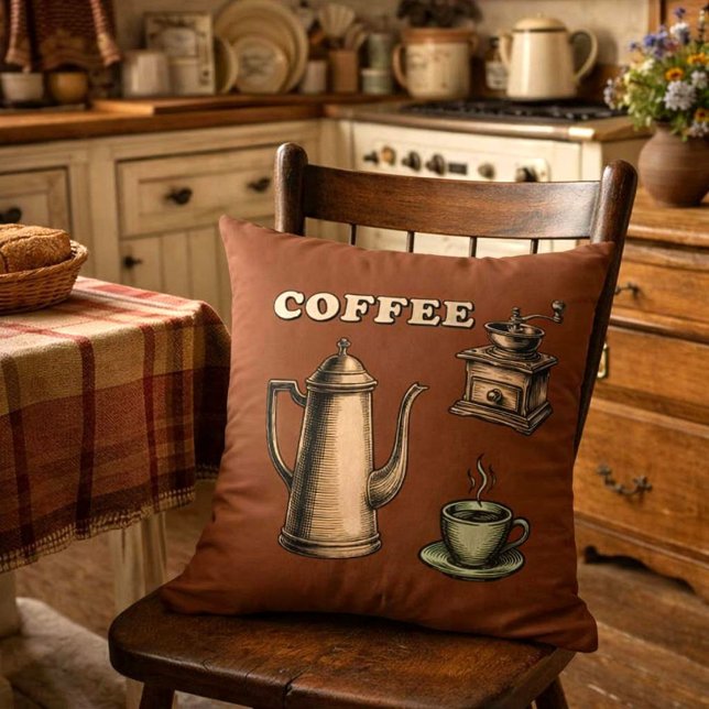 Retro-Café-Kaffeemuster Kissen (Von Creator hochgeladen)