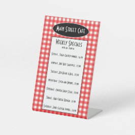 Retro Cafe Red Gingham Weekly Specials Table Menu Sockelschild
