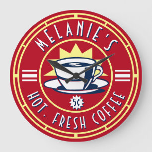 Retro-Café-Shop Vorlage Große Wanduhr